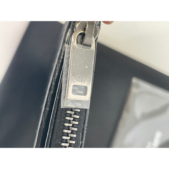 NEW! SAINT LAURENT CROC BLACK LEATHER ZIP YSL POUCH BAG WALLET CARD HOLDER BOX! - Picture 8 of 8